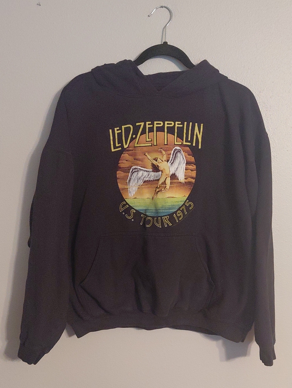 Tultex Black Crewneck Sweater with Yellow and Orange Graphic